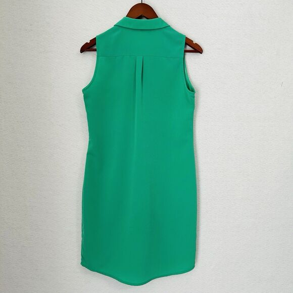 The Limited Shirt Dress Women XS Green Sleeveless Collar Preppy Classic Modest - Picture 12 of 12